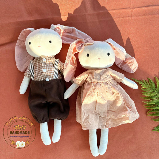 Rio Handmade Linen Bunny, Cute Present, Nursery Decor Stuffed, Linen Toy, Soft Toy For Baby, Toddler, Kid, Adult Hobby