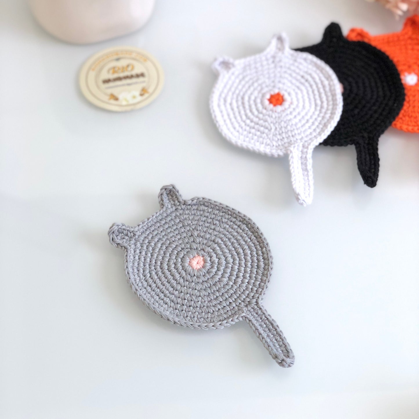 Handmade Cat Butt Coaster Crochet, Amigurumi Coaster, Cat Coaster, Mug Rug, Kitten Bottom,  Housewarming Gift, Home Decor