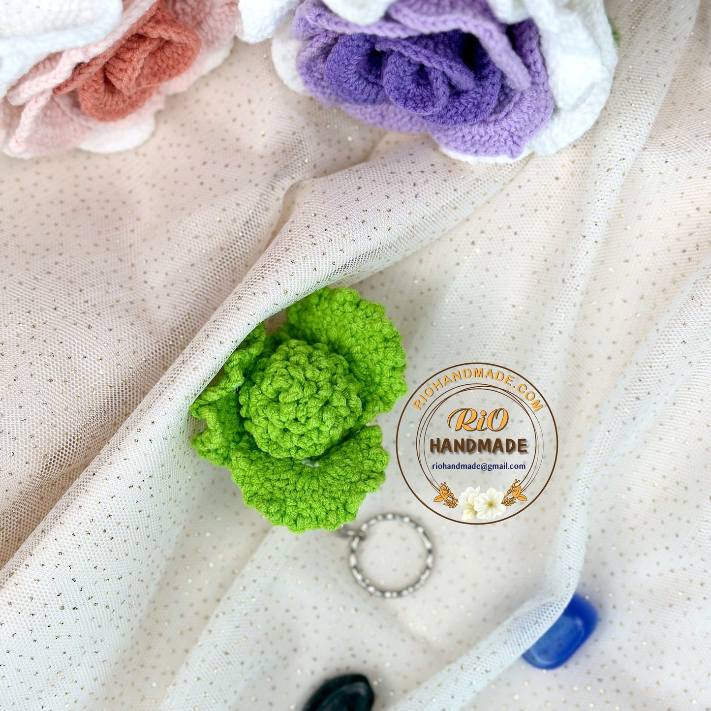 Handmade Napa Cabbage Crochet Keychain, Amigurumi Celery Cabbage, Car Charm, Car Rear View Hanging