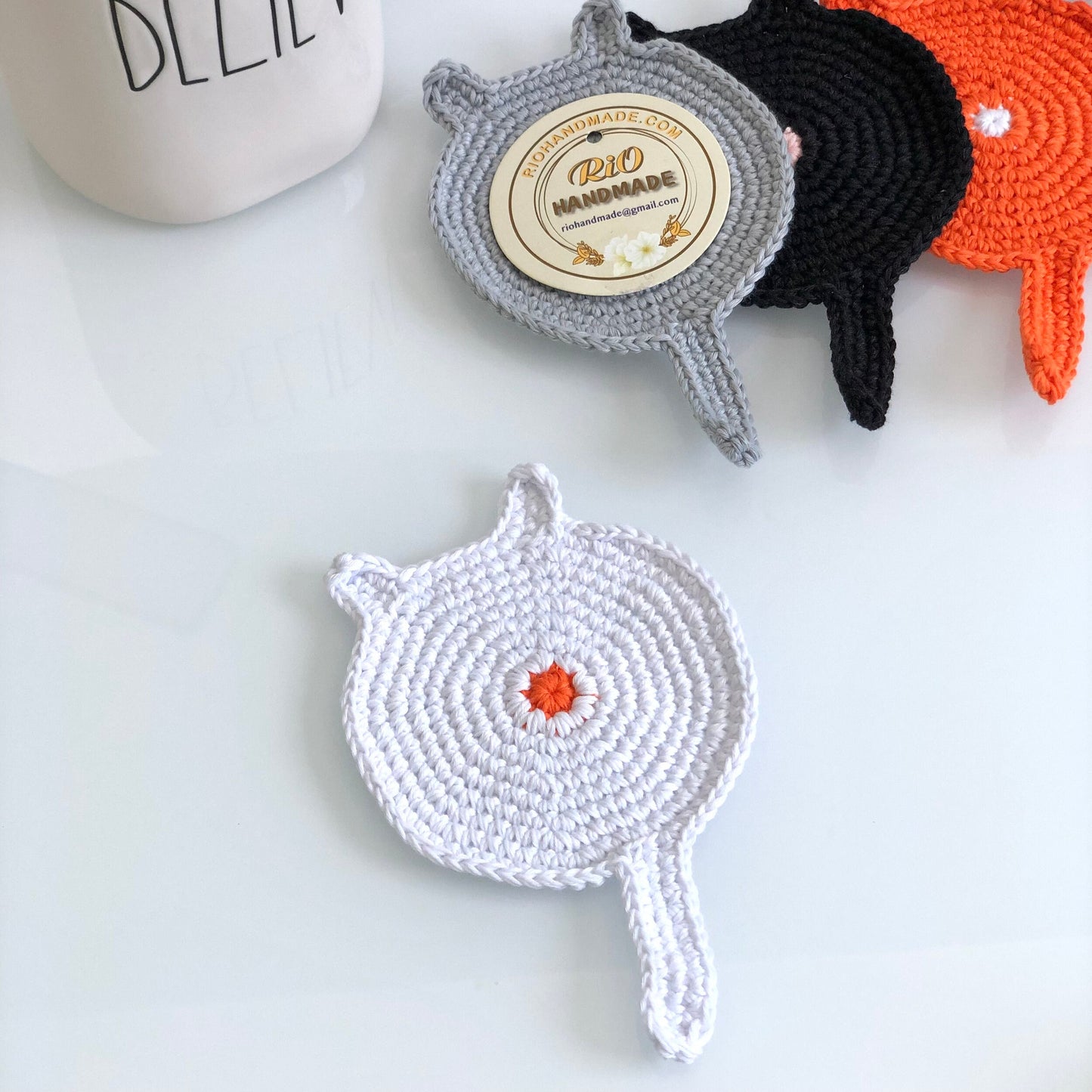 Handmade Cat Butt Coaster Crochet, Amigurumi Coaster, Cat Coaster, Mug Rug, Kitten Bottom,  Housewarming Gift, Home Decor