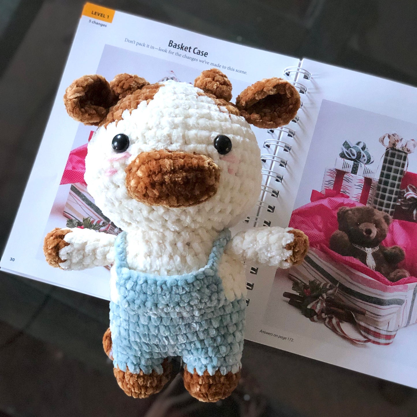 Ready To Ship, Rio Handmade Velvet Cow, Cute Cow Plushie  Crochet, Amigurumi Chubby Cow cute, Soft Toy For Baby, Toddler, Kid, Adult Hobby