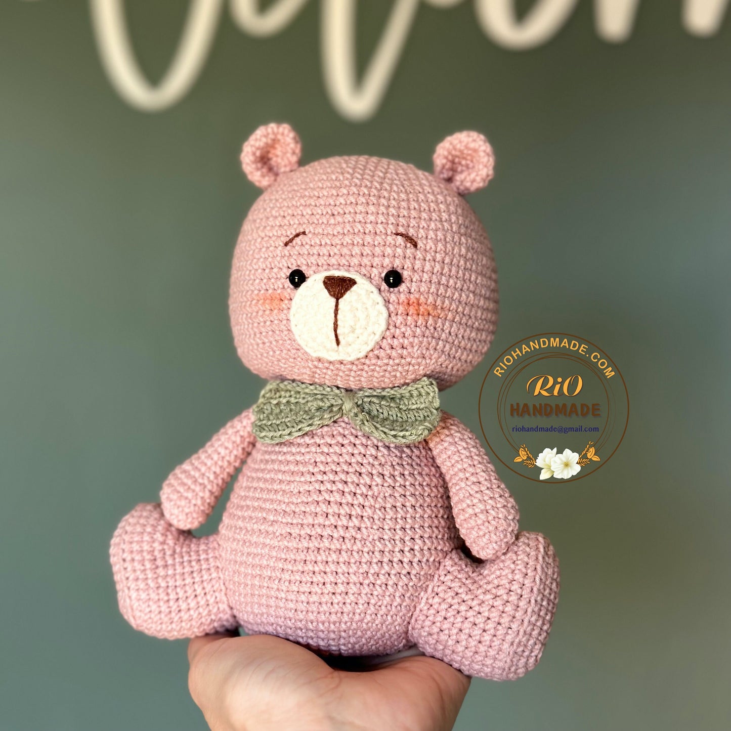 Ready To Ship, Rio Handmade Bear Crochet, Cute Bear Plushie  Crochet, Amigurumi Chubby Bear, Toy For Baby, Toddler, Kid, Adult Hobby