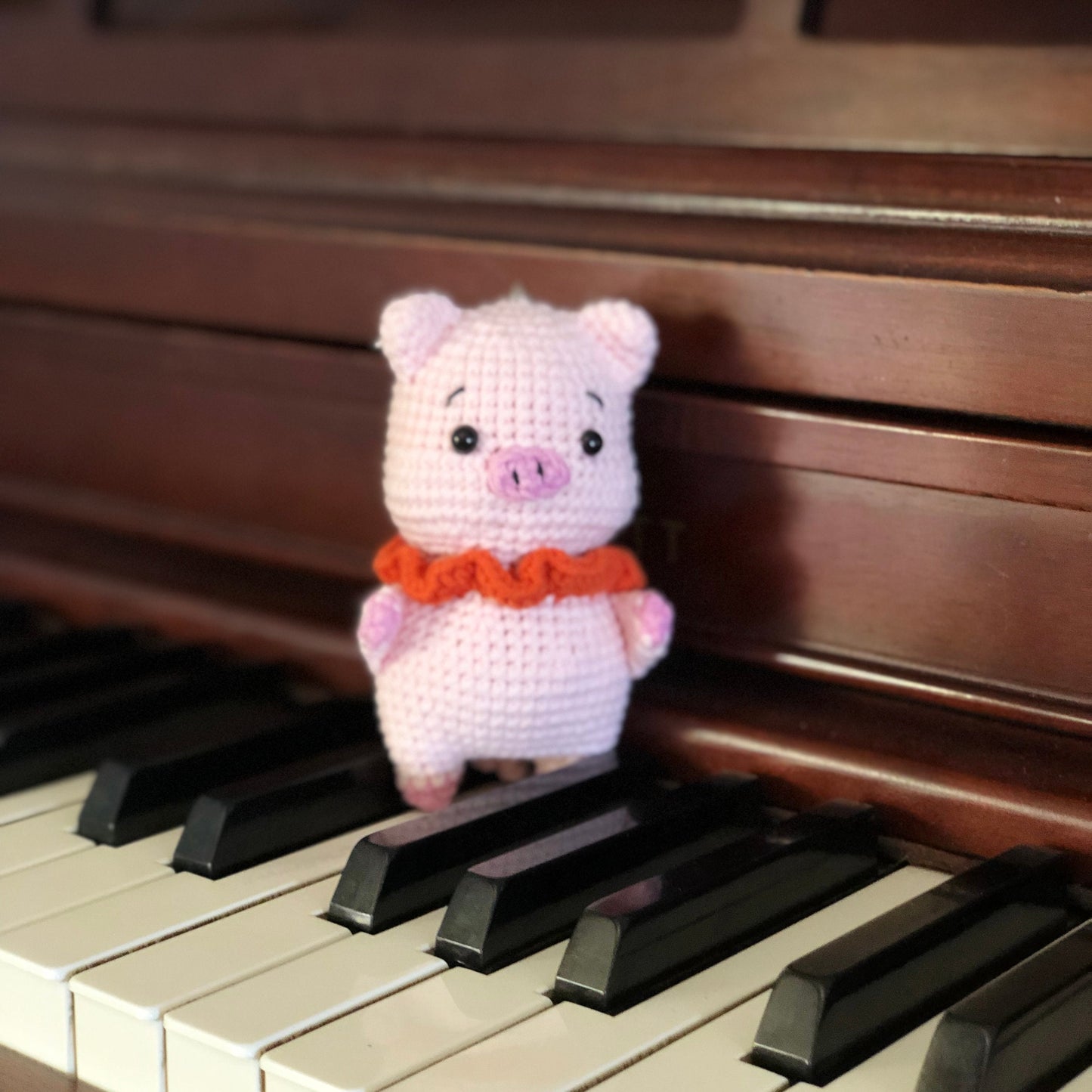 Handmade pig crochet, amigurumi stuffed, soft toy for baby, kid, gift, car hanging accessory