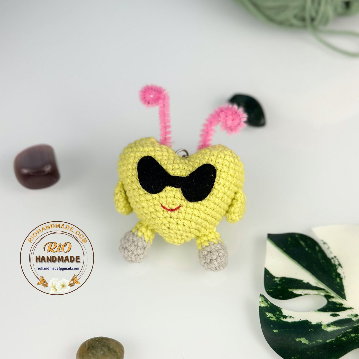 Ready To Ship, Handmade Heart Inspired Crochet Keychain, Amigurumi Heart, Cute Gift, Car Charm