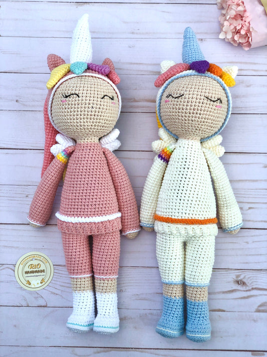 Handmade Unicorn Crochet Doll, amigurumi, cute, soft toy for baby, toddler, kid, adult hobby