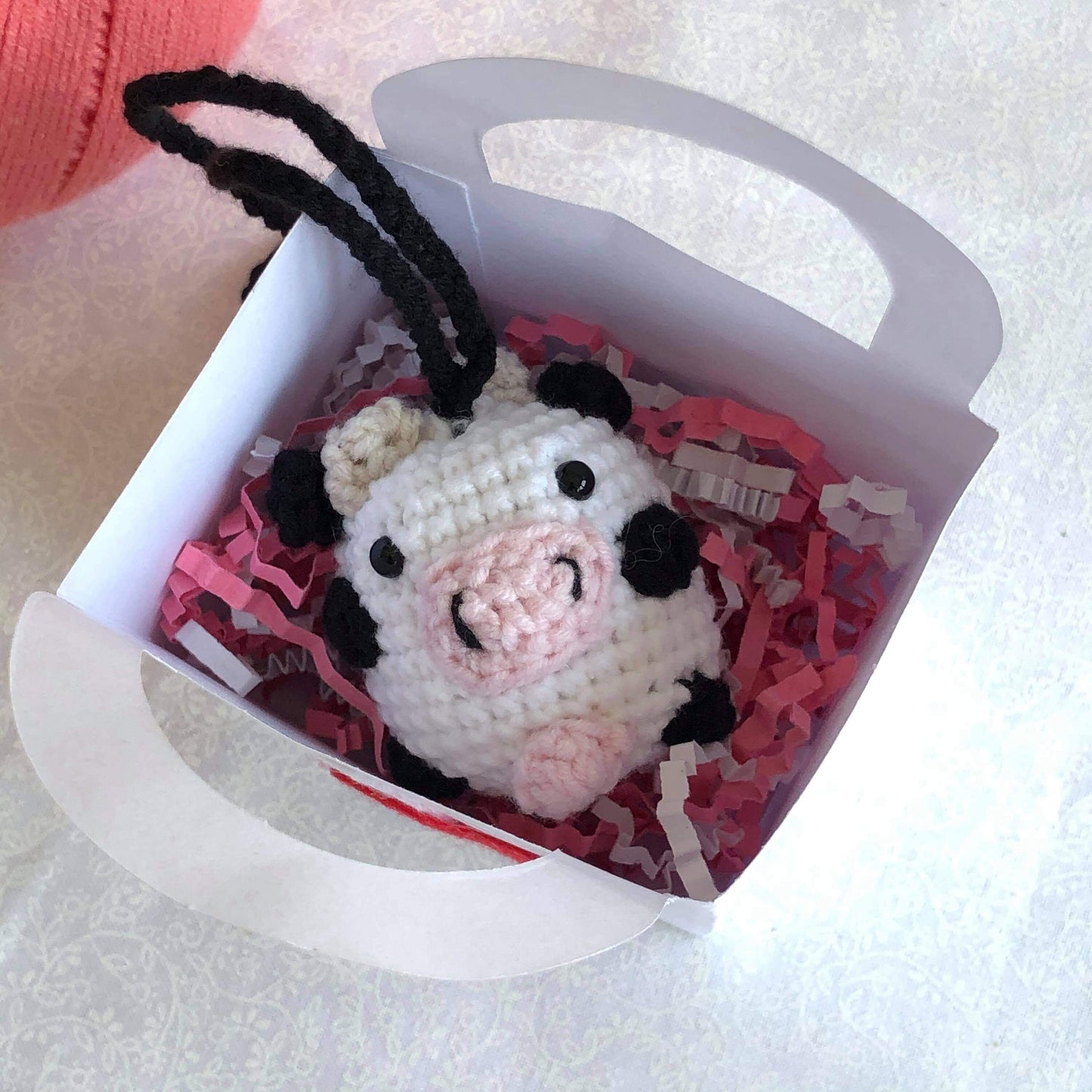 Handmade keychain cow, car rear view mirror hanging, cow keychain, plushie toy, cute gift