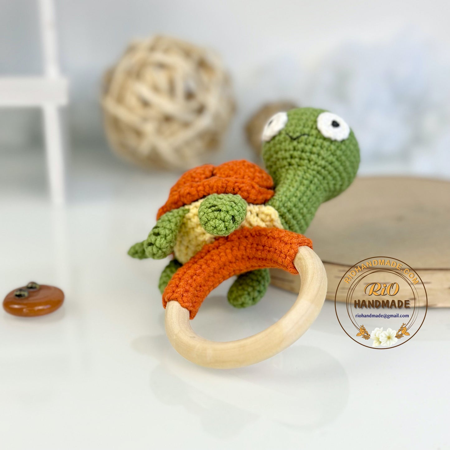 Personalized Baby Gift, Crochet Turtle Rattle, Baby Crochet Rattle Gift, Baby Shower Gift, Toy Rattle With Name
