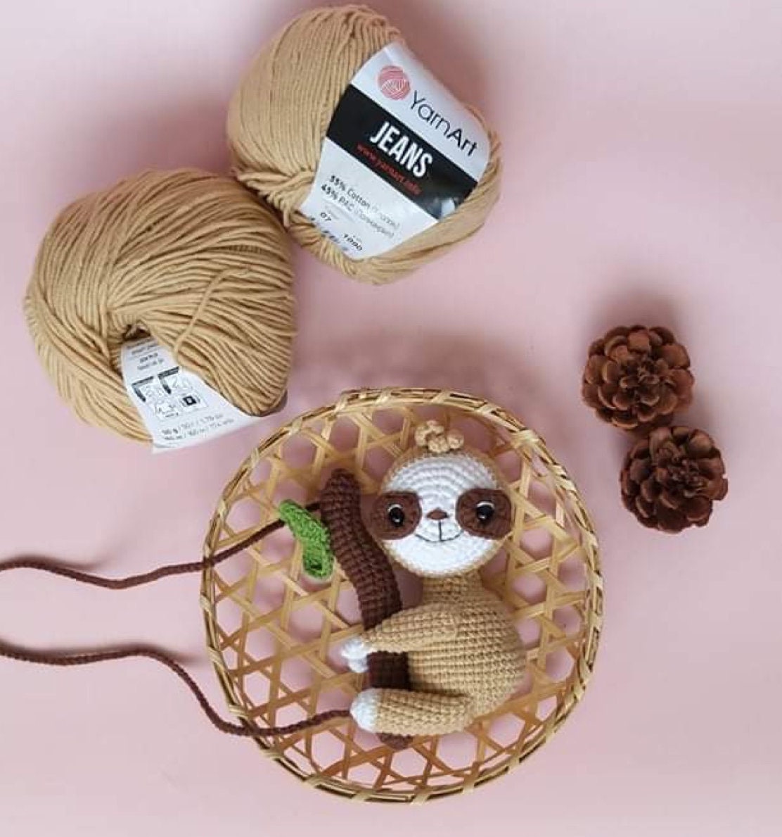 Rio Handmade sloth crochet car rearview charm, hanging, amigurumi, plushie gift