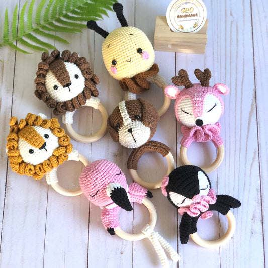 Baby Rattle, Animal Newborn Baby Rattle, Baby Crochet Rattle Gift, Baby Shower Gift