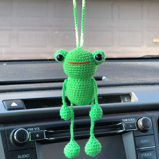 Handmade frog crochet keychain mirror charm crochet amigurumi, plushie toy, gift
