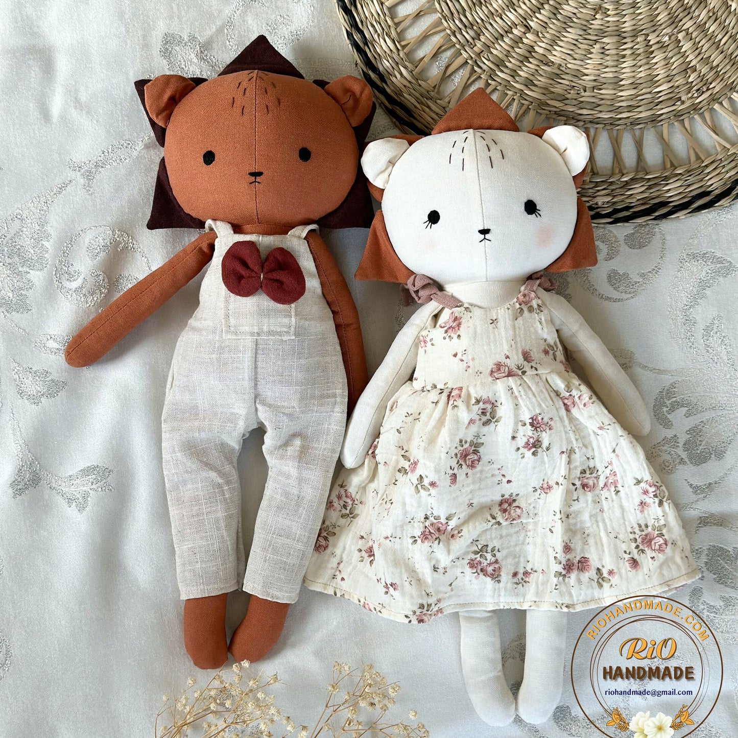 Rio Handmade Linen Lion Toy, Nursery Decor Stuffed, Linen Baby Toy, Soft Stuffed Lion Toy For Toddler, Kid, Adult Hobby