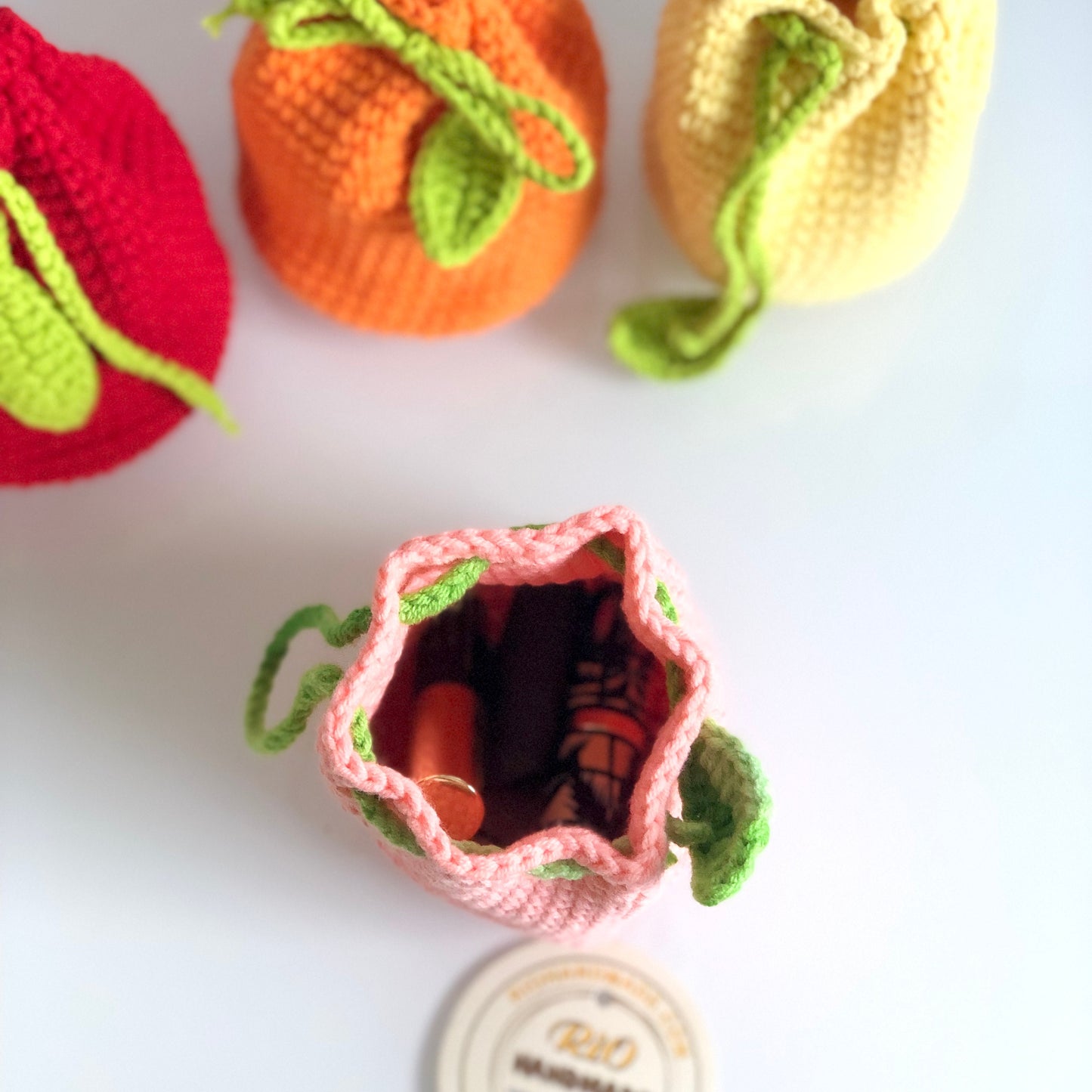 Rio Handmade Fruit Pouch, Crochet Fruit Pouch, Fruit Purse, Cute Small Coin Bag, Daily Pouch