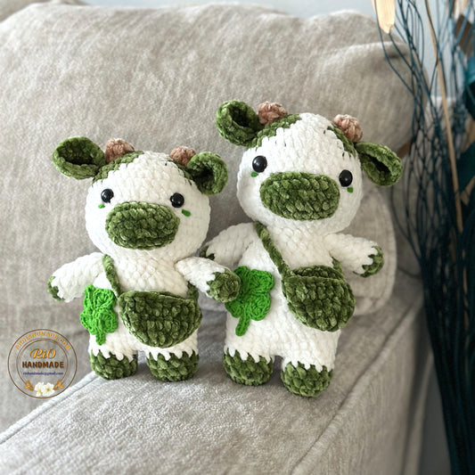 Ready To Ship, Rio Handmade Velvet Cow, Cute Cow Plushie  Crochet, Amigurumi Chubby Cow cute, Soft Toy For Kid