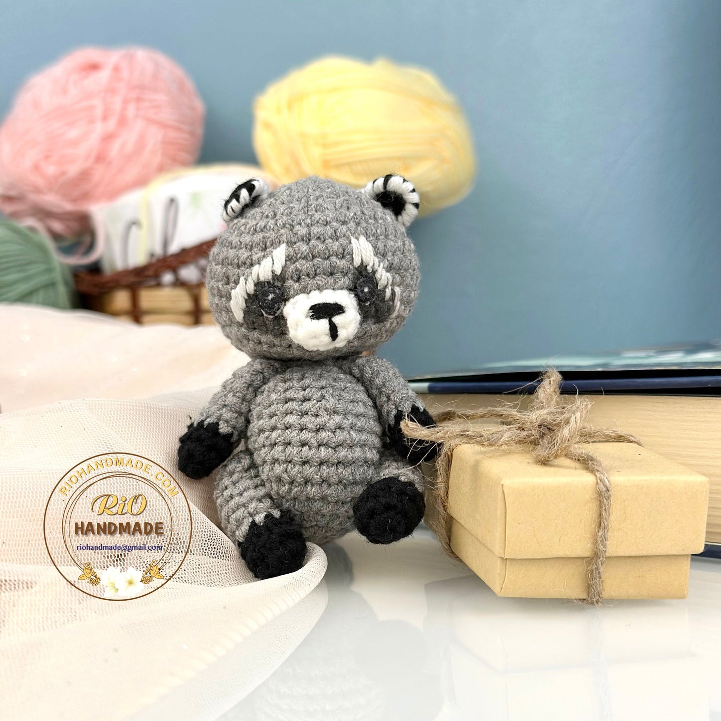 Handmade raccoon crochet, amigurumi raccoon, cute toy for kid, birthday gift, home decor, car hanging accessory, adult hobby