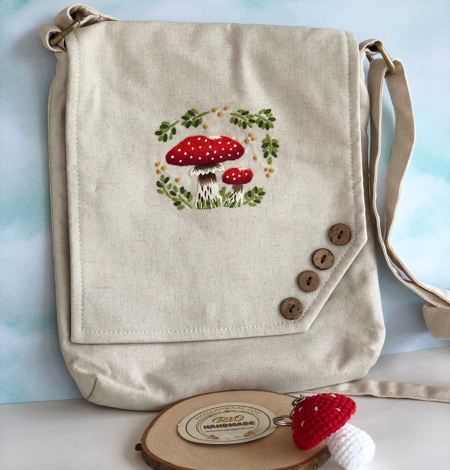Hand Embroidered Linen Crossbody Bag, Linen Bag, Crossbody Bag