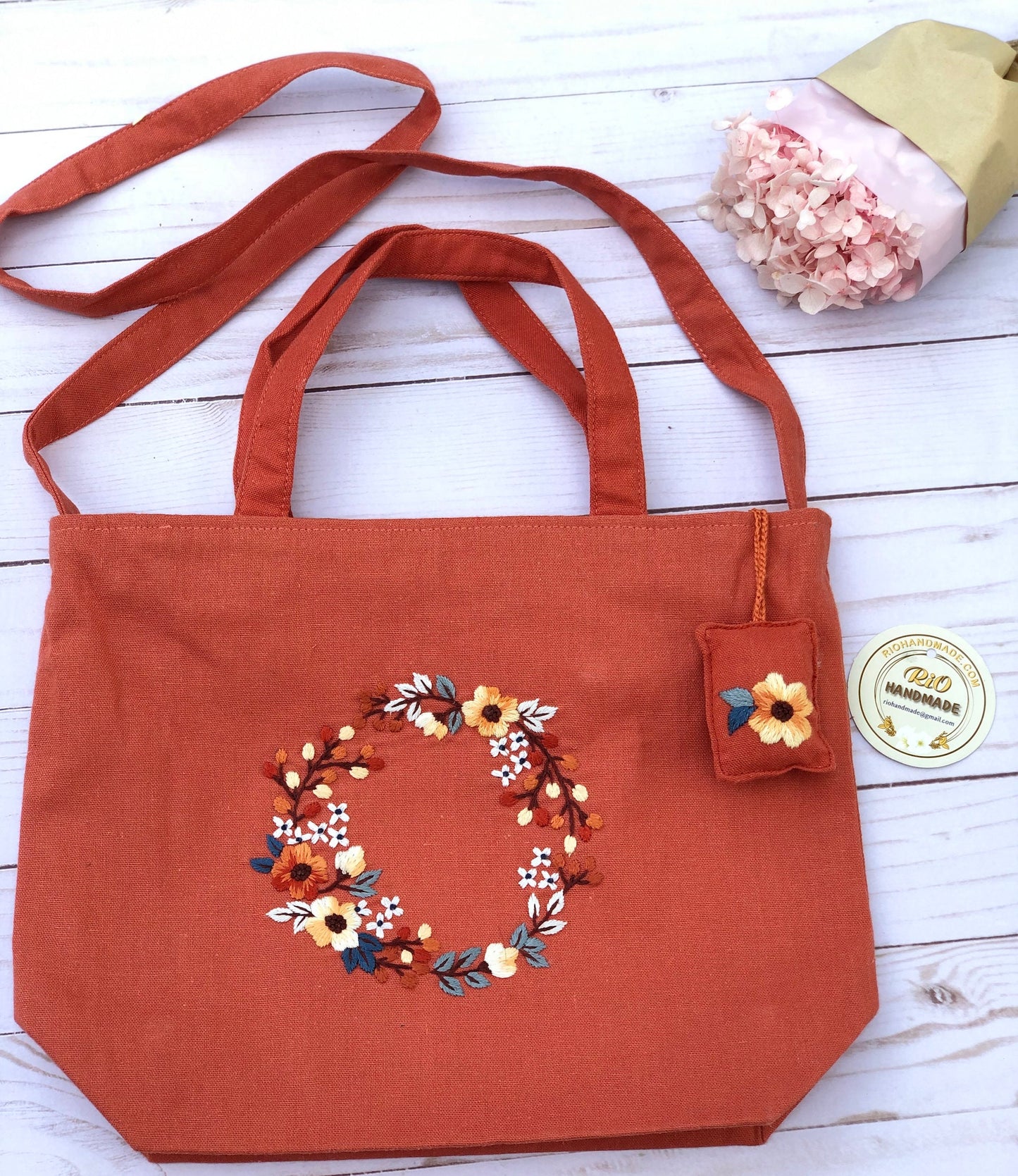 Handmade Fabric Embroidery Crossbody Bag