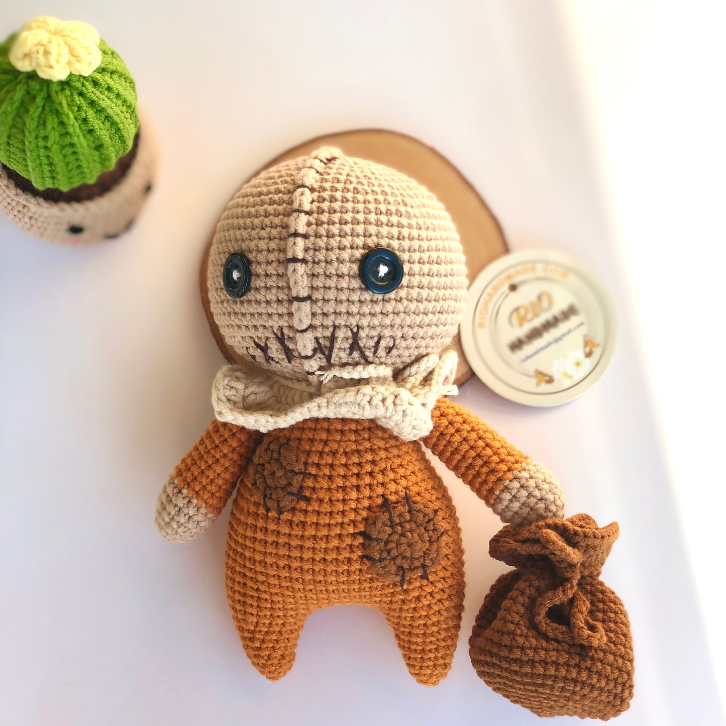 Ready To Ship, Crochet Sam doll (trick or treat), Amigurumi Sam inspired, Halloween decore dreams, Halloween Gift, Sam with bag