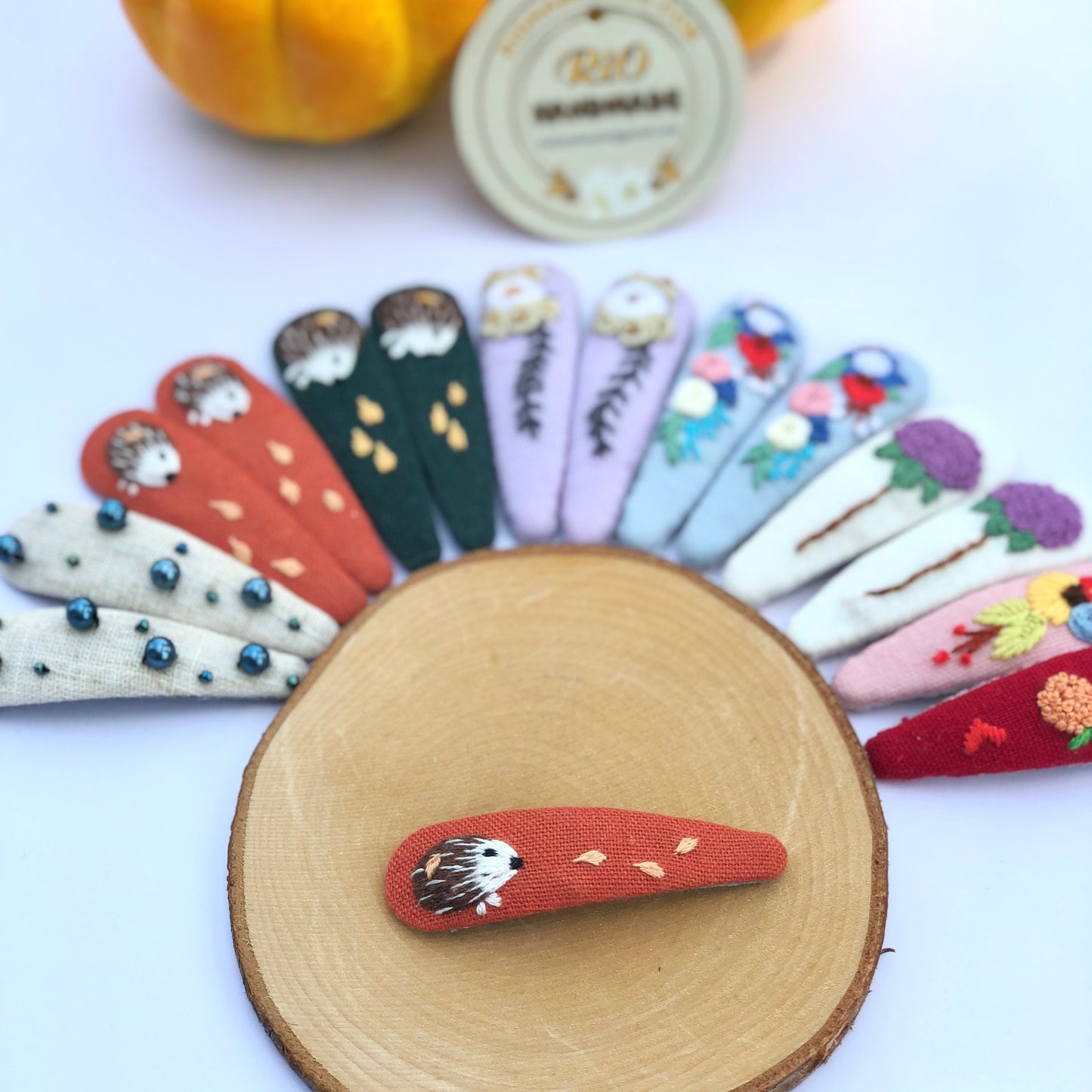 1 Pack Handmade Linen Embroidery Hair Clip, Christmas Collection
