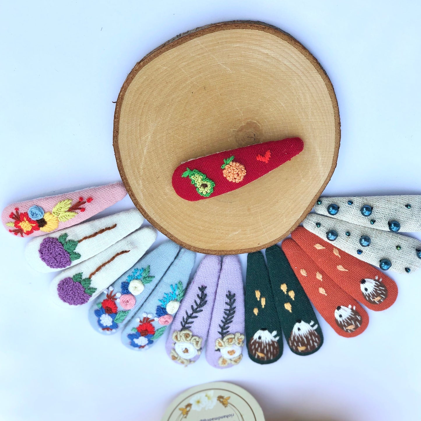 1 Pack Handmade Linen Embroidery Hair Clip, Christmas Collection
