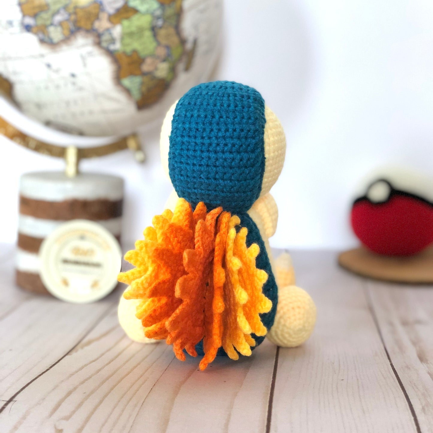 Handmade Yarn Cotton Cyndaquil Inspired, Crochet Cyndaquil, Inspired by Pokemon, Amigurumi Toy, cute, toddler, kid, adult hobby