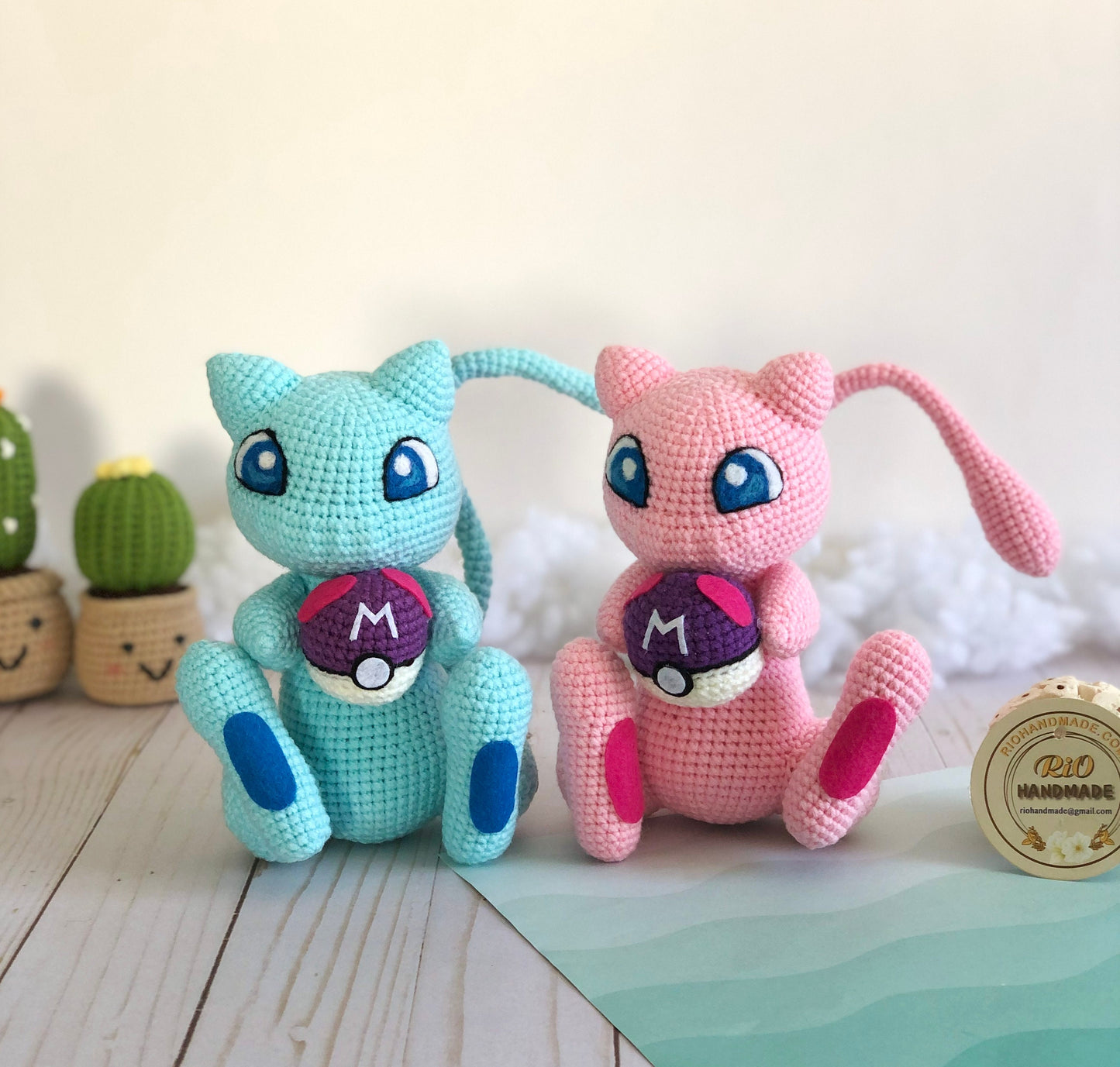 Rio Handmade  Mew, Crochet Mew with ball, Inspired Chibi Pokemon, Amigurumi Toy, cute Toy, adult hobby