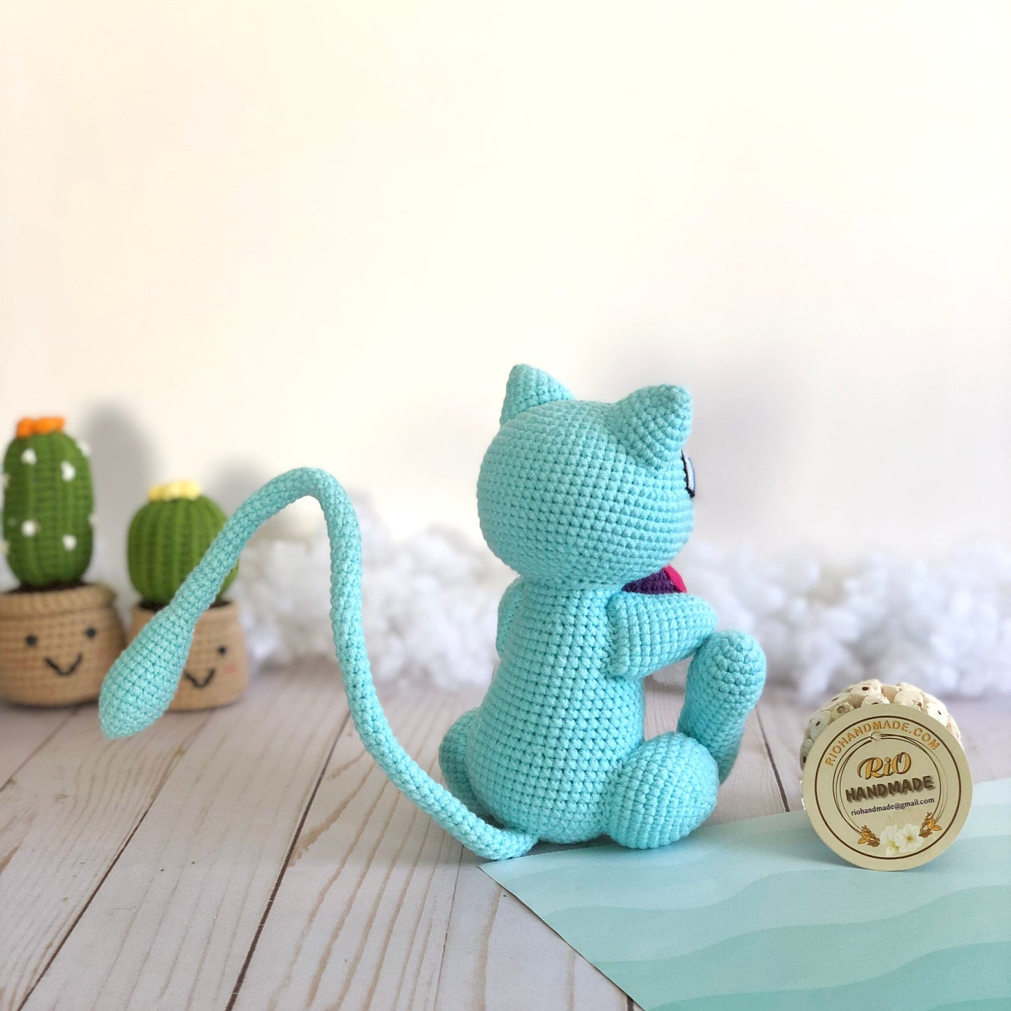 Rio Handmade  Mew, Crochet Mew with ball, Inspired Chibi Pokemon, Amigurumi Toy, cute Toy, adult hobby
