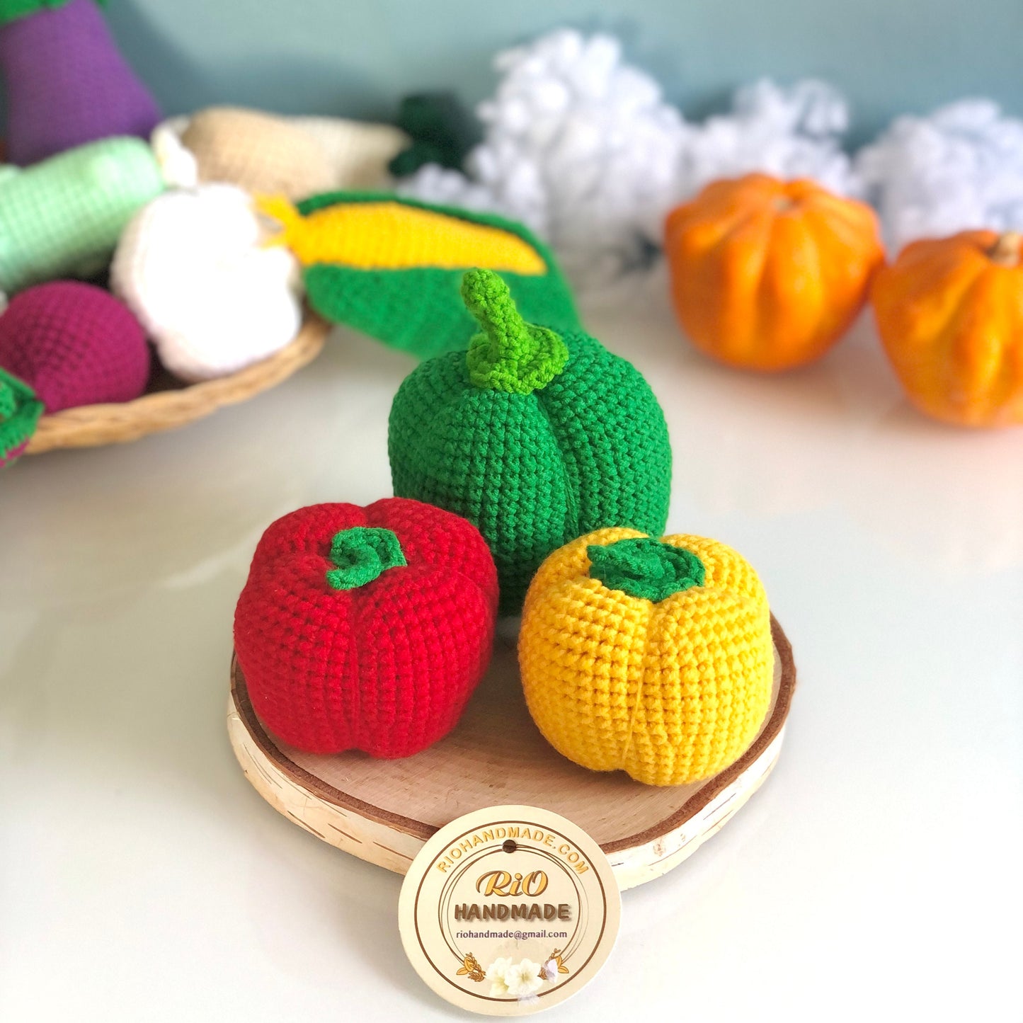 Crochet play vegetables and fruit set