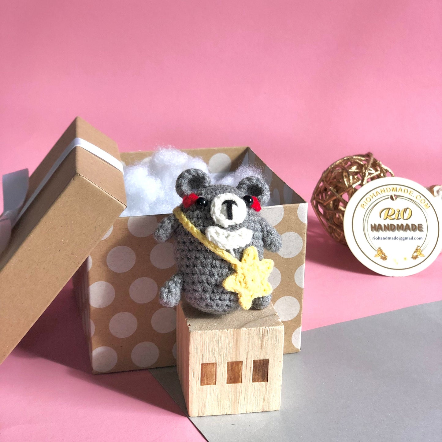Handmade keychain, car rearview mirror charm crochet amigurumi moon bear, plushie toy, gift, car hanging accessory