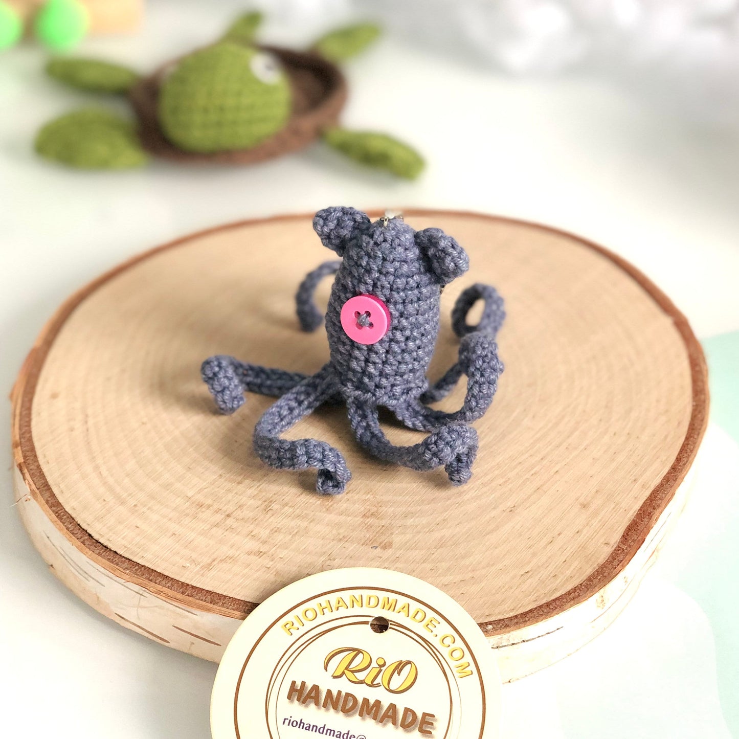 Handmade octopus crochet keychain, amigurumi octopus, car rear view hanging, cute gift
