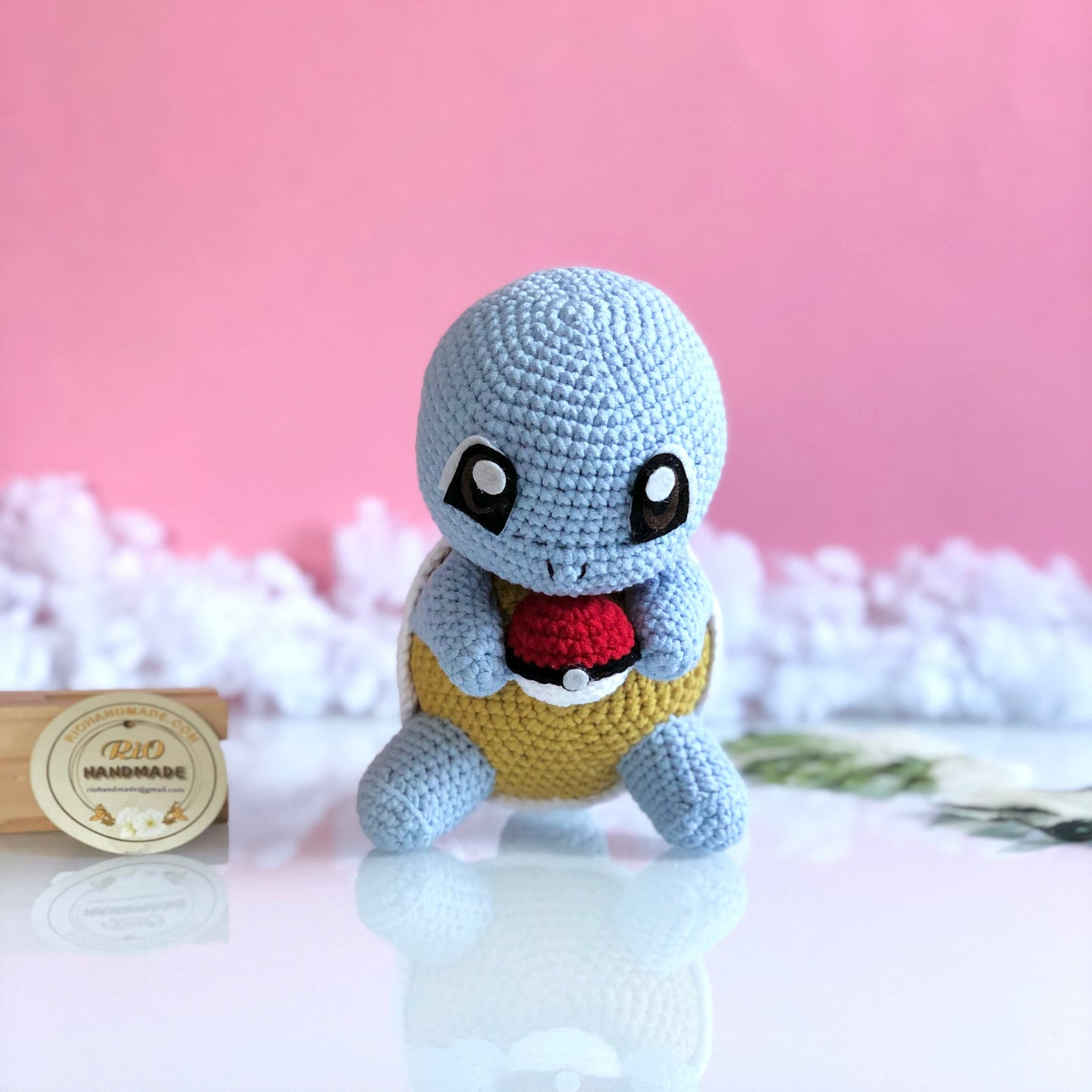 Handmade Squirtle with ball inspired, Crochet Squirtle,  Amigurumi Toy, cute, toddler, kid, adult hobby