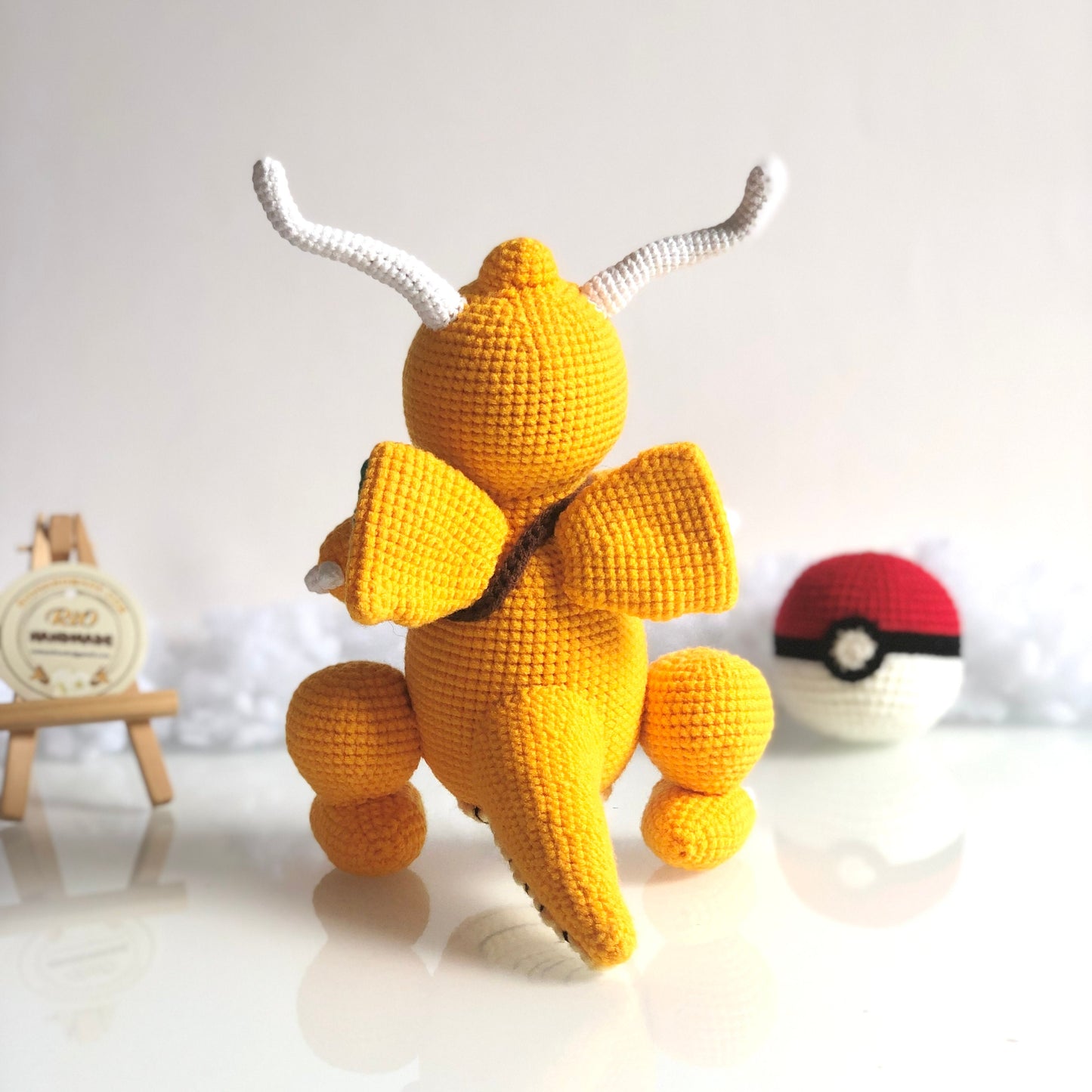 Handmade Yarn Cotton Dragonite inspired, Crochet Dragonite, Inspired by Pokemon, toddler, kid, adult hobby
