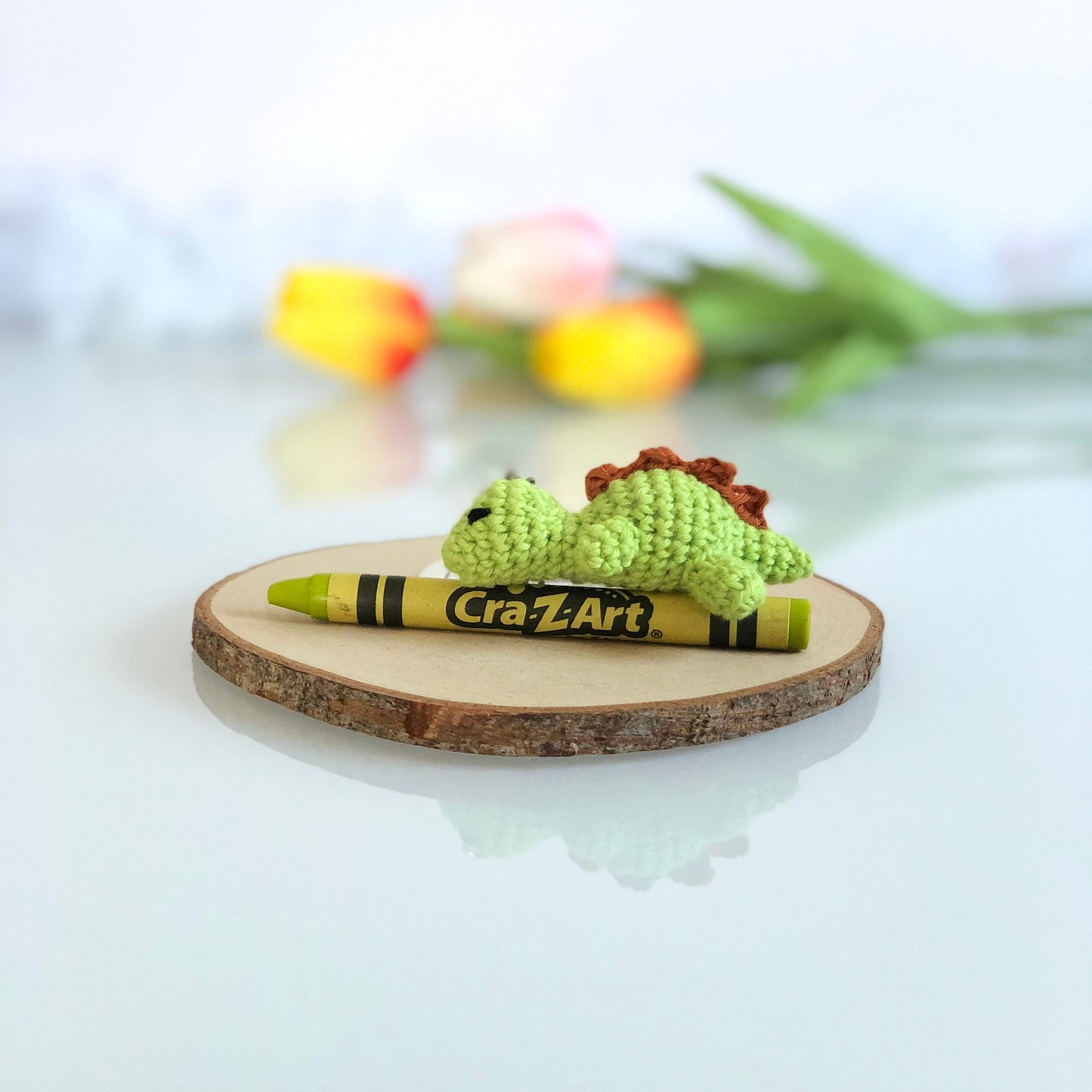 Handmade tiny sleepy Baby Dinosaur keychain, crochet Dinosaur, amigurumi Dinosaur, plushie toy, gift, ornament, keychain.