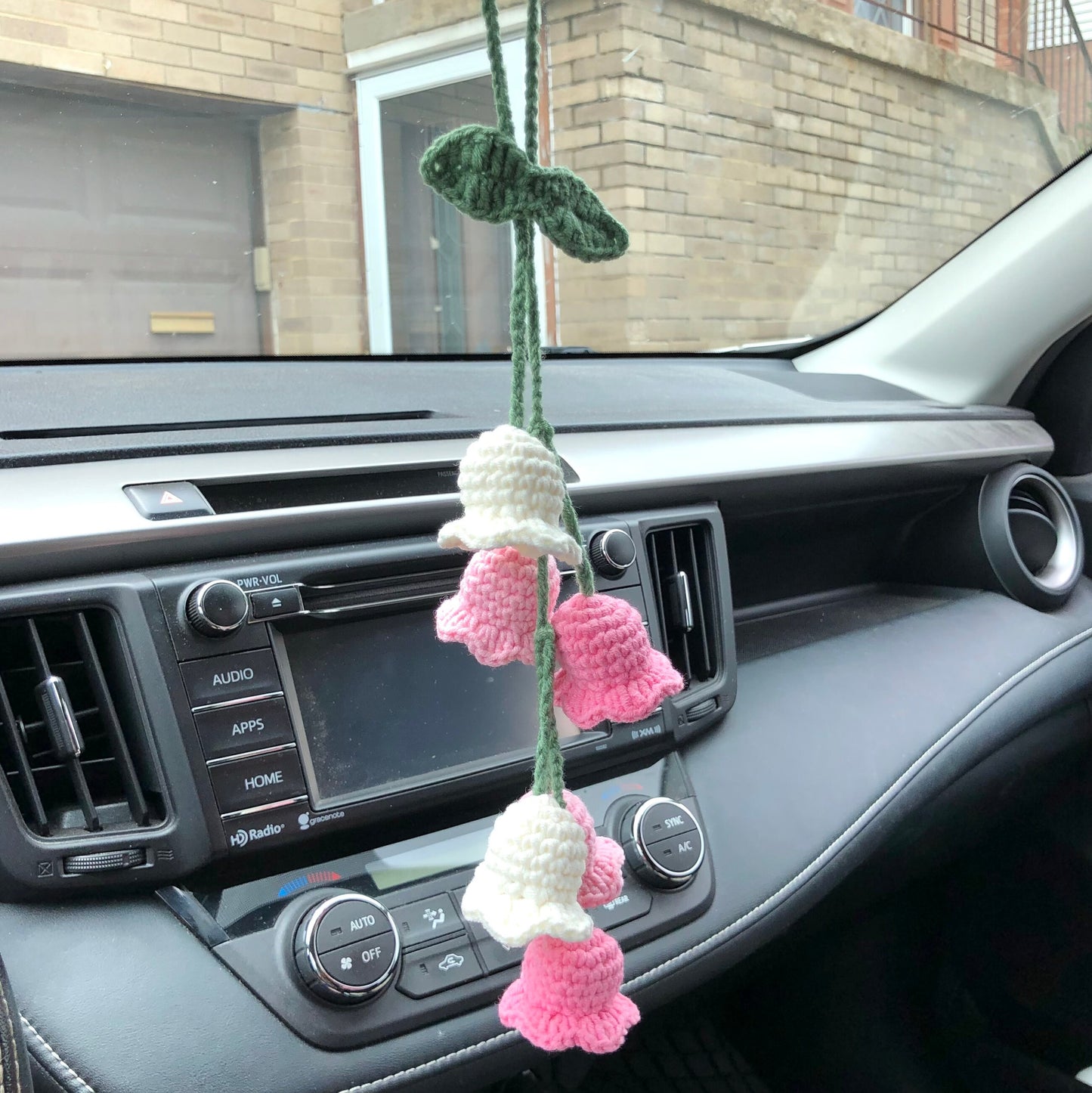 Handmade car rearview mirror charm, crochet Bellflowers, amigurumi Lily of the valley, gift, car hanging accessory, Bellflowers hanging