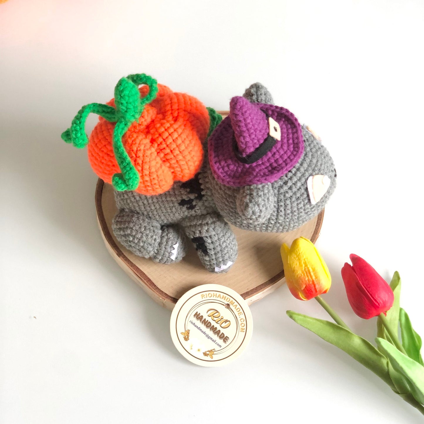 Handmade Yarn Cotton Halloween Bulbasaur Inspired Pumpkin, Amigurumi Toy, cute, toy for baby, toddler, kid, adult hobby