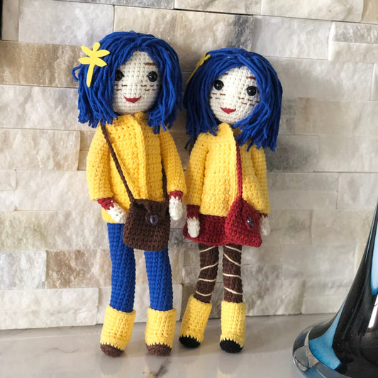 1pc Handmade yarn cotton Coraline inspired doll crochet, amigurumi Coraline, cute, soft toy for baby, toddler, kid, adult hobby