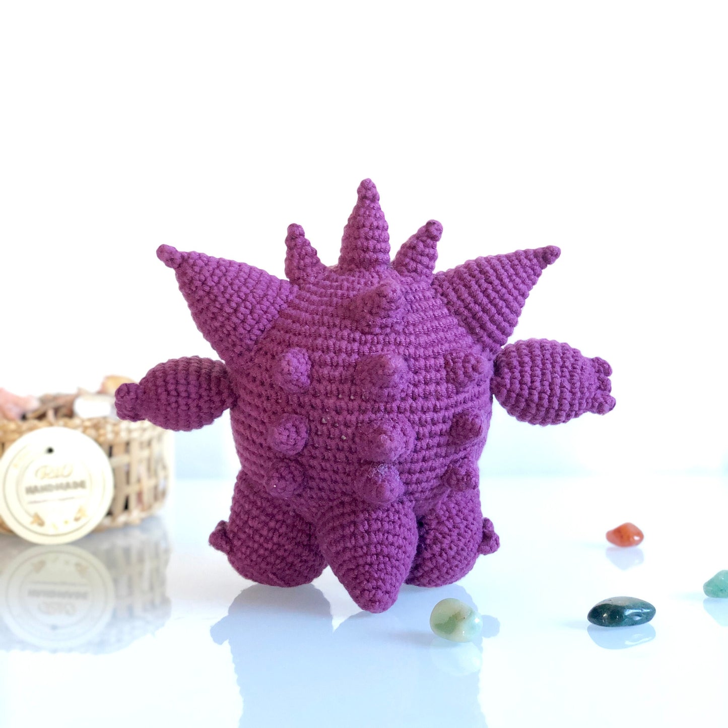 Handmade Yarn Cotton Gengar Inspired, Crochet Gengar, Inspired by Pokemon, Amigurumi Toy, cute, toddler, kid, adult hobby
