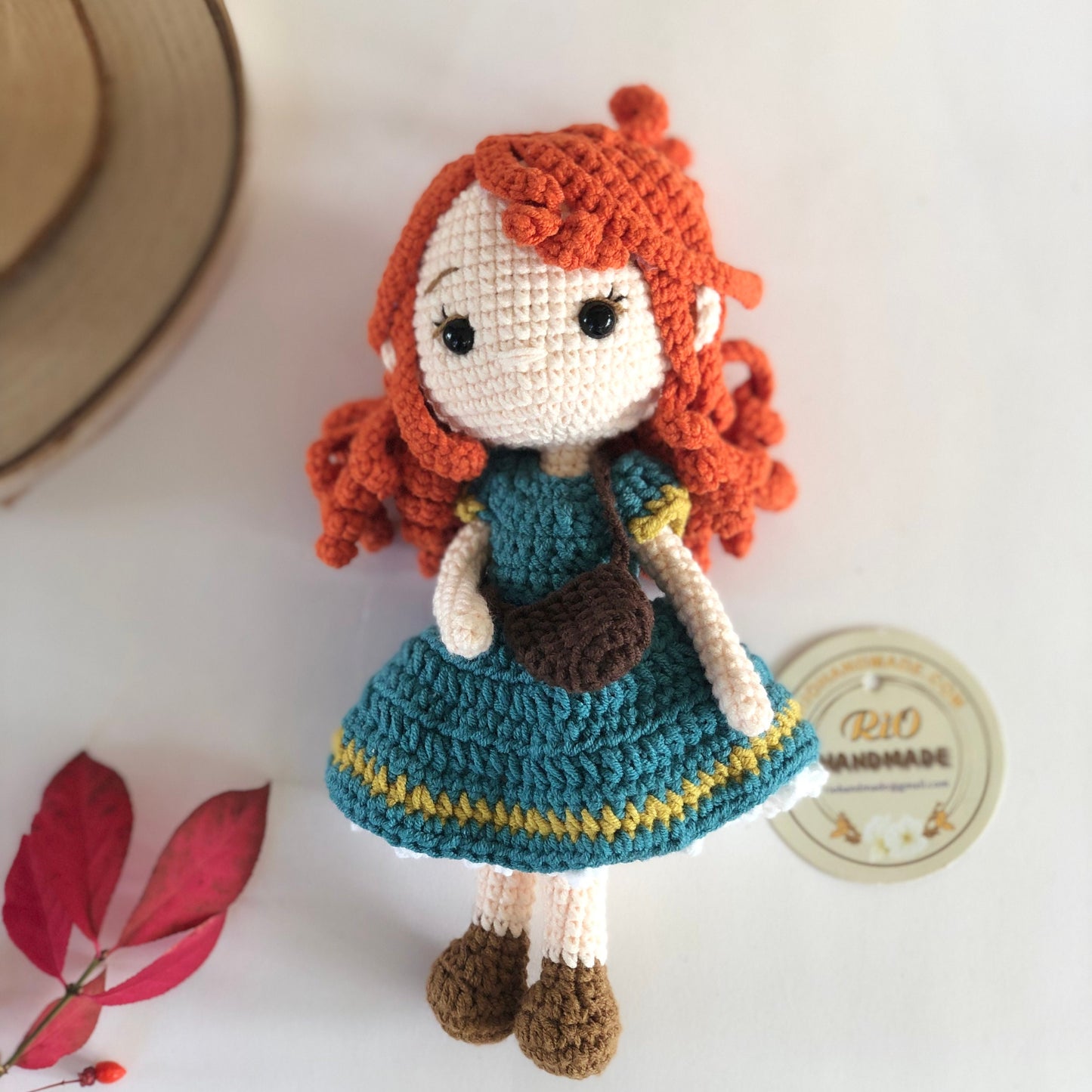 Handmade Princess Inspired Doll Crochet, Red Hair Princess Doll, Amigurumi princess doll, Soft Toy For Baby, Toddler, Kid, Adult Hobby