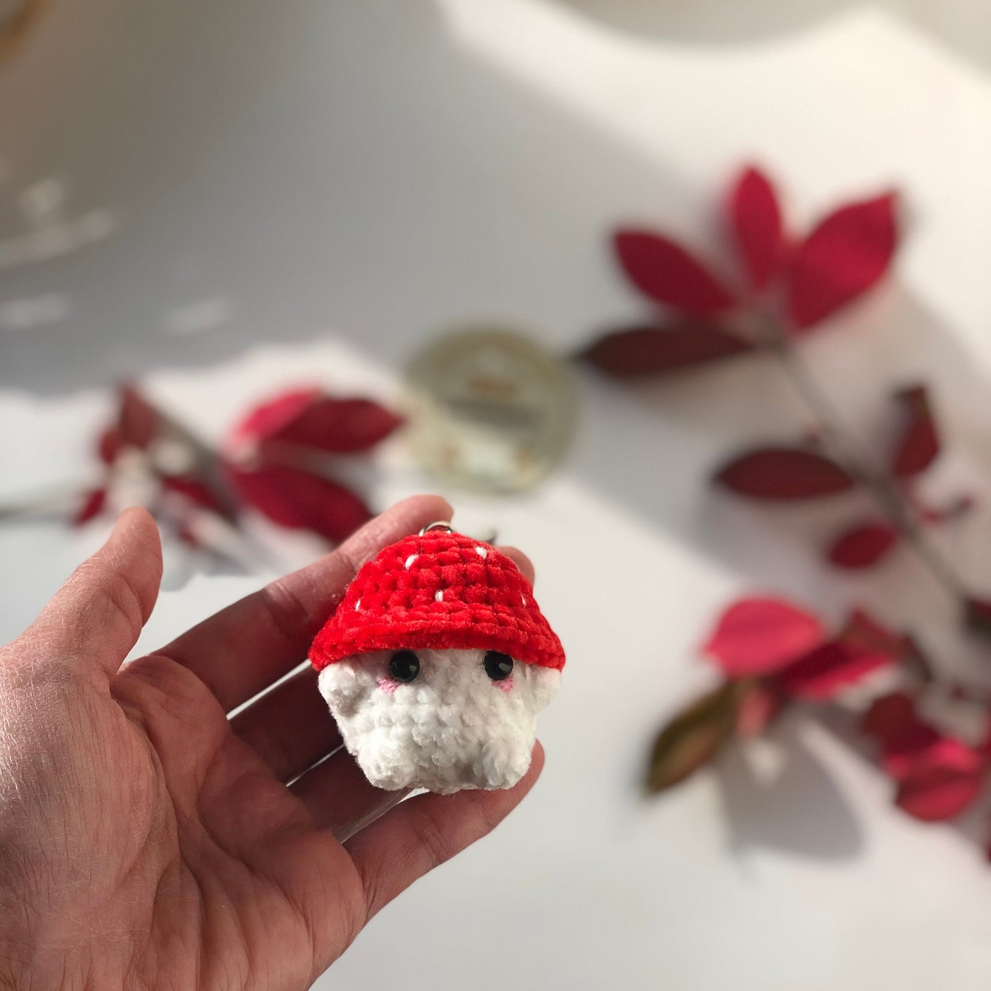 Handmade Chunky Mushroom Crochet Keychain, Cute Themed Mushroom keychain, Chunky Mushies With Bucket Hats, Amigurumi Mushroom, Gift