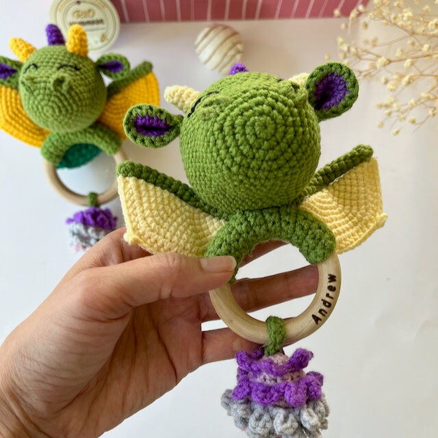 Personalized Baby Rattle, Animal Newborn Baby Rattle, Baby Crochet Rattle Gift, Baby Shower Gift