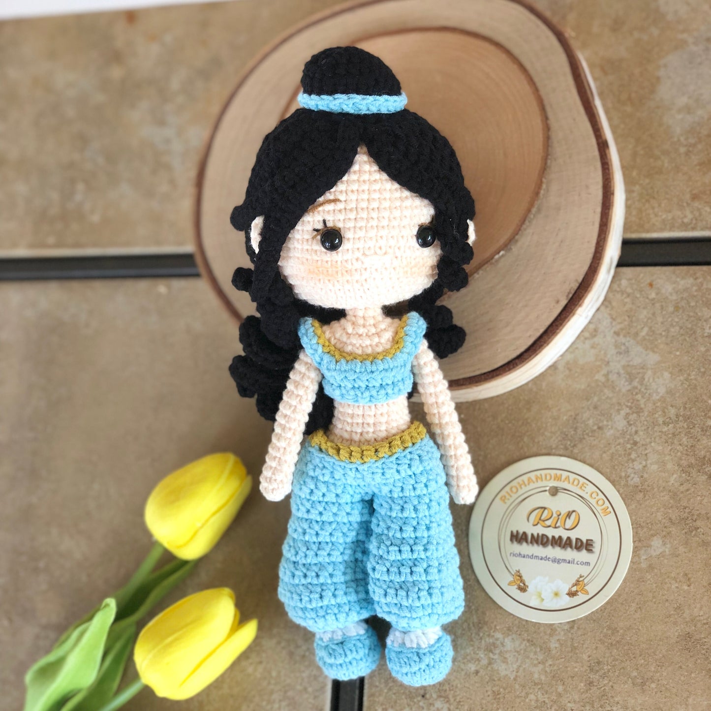 Handmade Princess Inspired Doll Crochet, Jasmine Princess Doll, Amigurumi princess doll, Soft Toy For Baby, Toddler, Kid, Adult Hobby