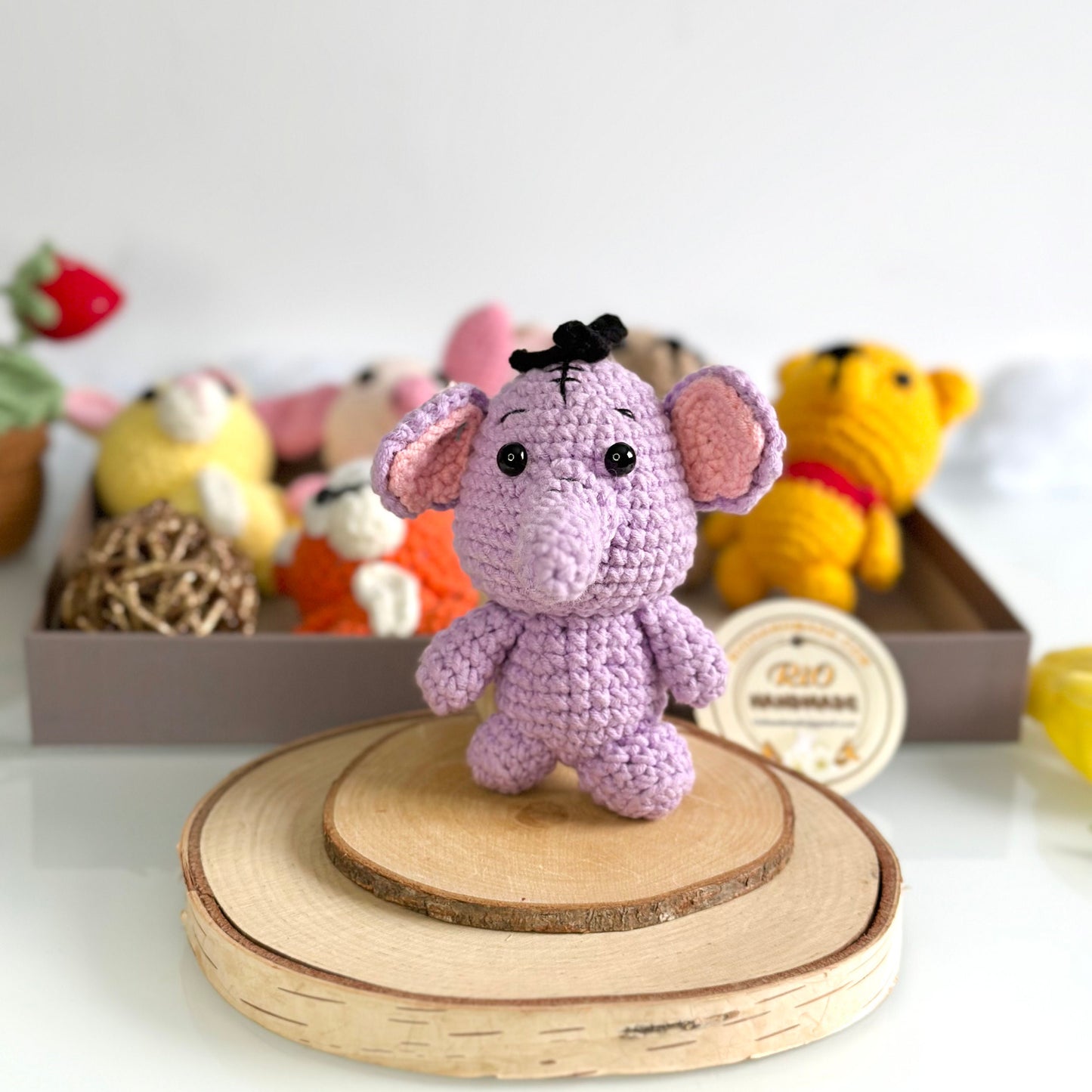 Handmade yarn cotton animal crochet, amigurumi Winnie the Pooh inspired stuffed, cute, soft toy for baby, toddler, kid, adult hobby,