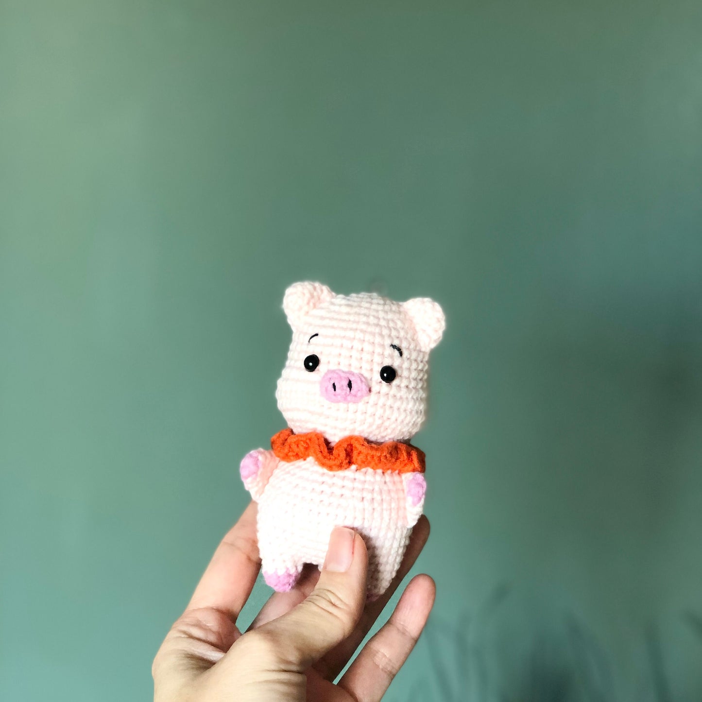 Handmade pig crochet, amigurumi stuffed, soft toy for baby, kid, gift, car hanging accessory