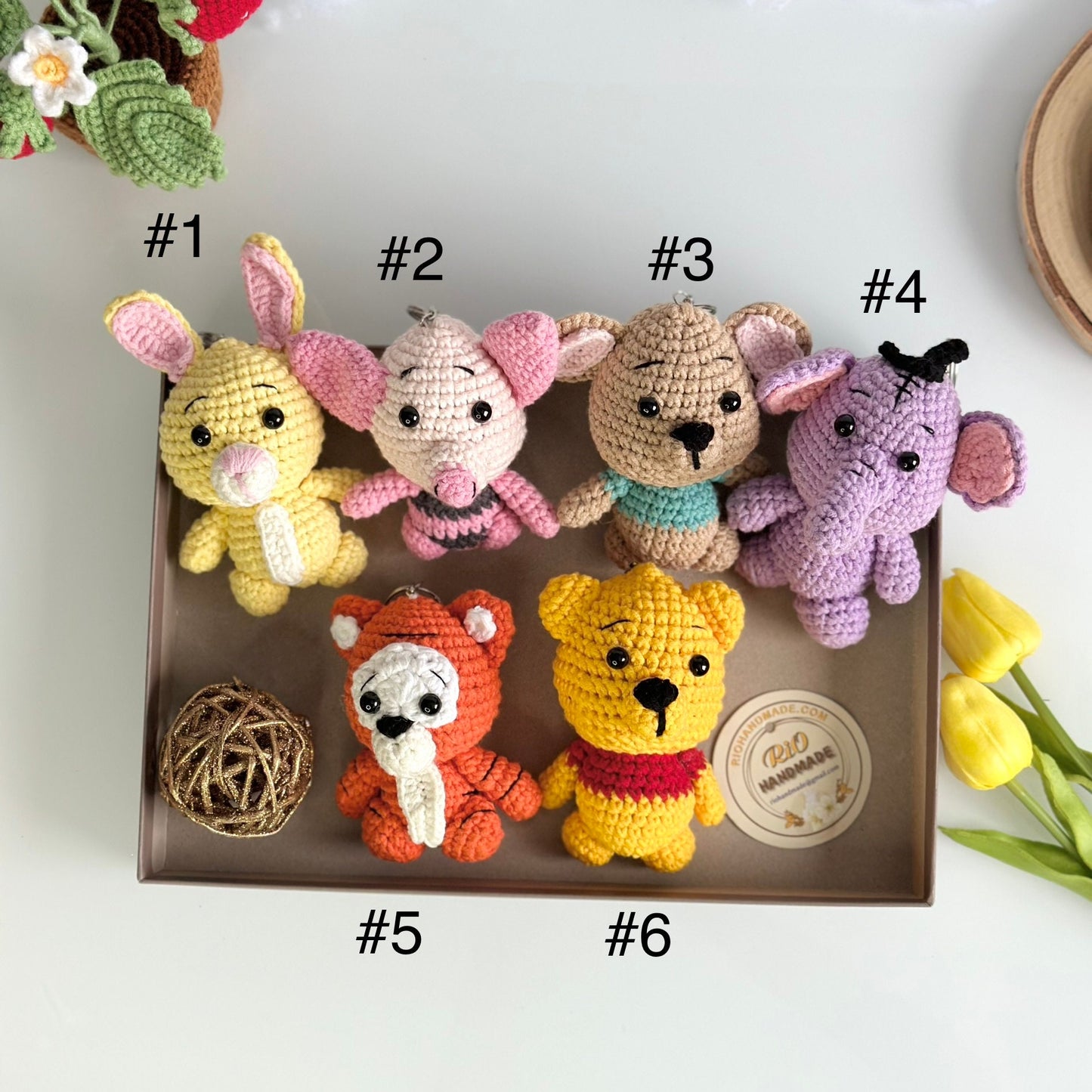 Handmade yarn cotton animal crochet, amigurumi Winnie the Pooh inspired stuffed, cute, soft toy for baby, toddler, kid, adult hobby,