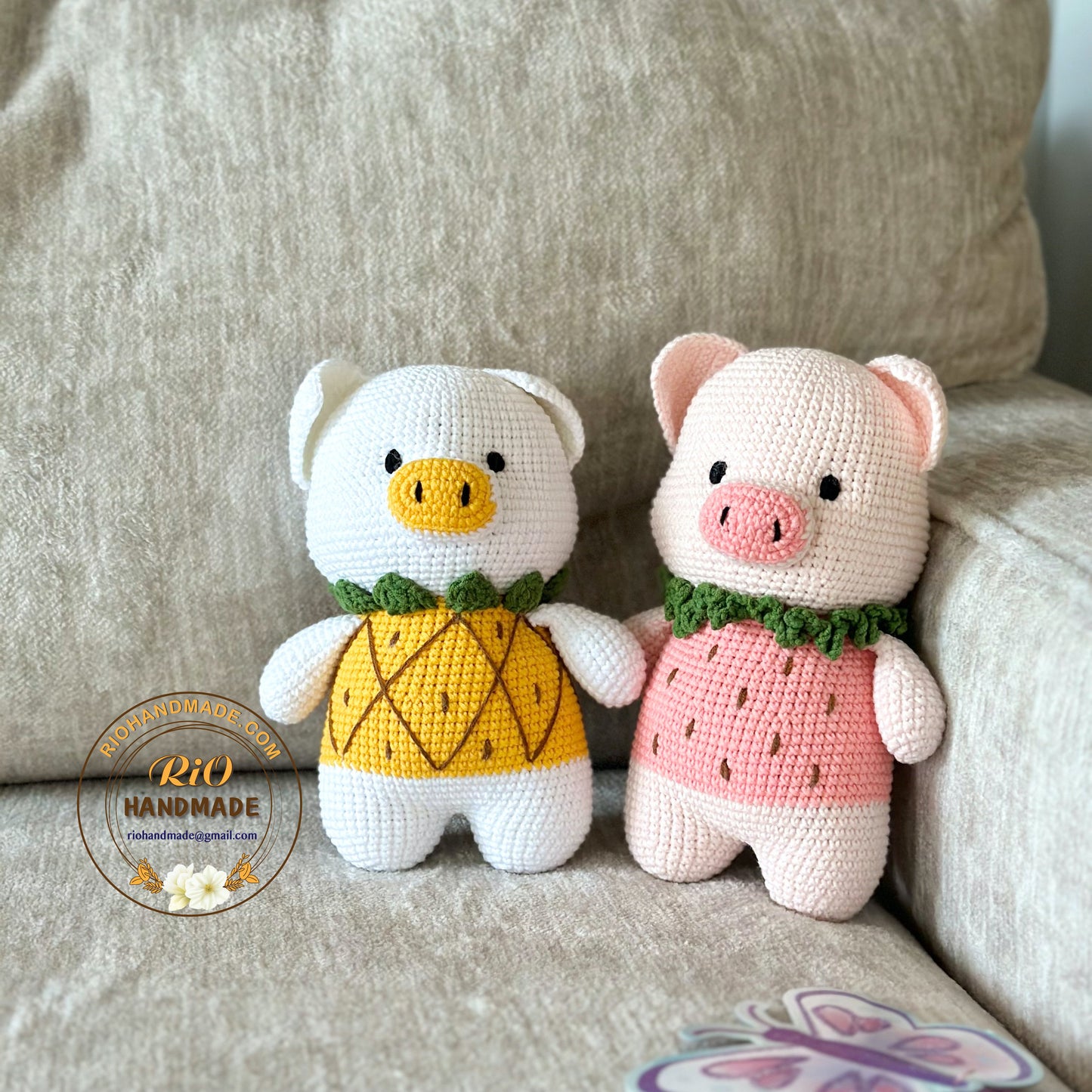 Handmade Yarn Cotton Pig Crochet, Amigurumi, Cute toy for baby, toddler, kid, adult hobby