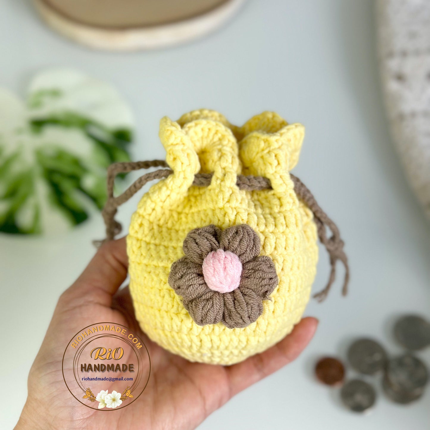 Rio Handmade Flower Pouch, Crochet Flower Pouch, Flower Purse, Cute Mini Coin Bag, Daily Pouch