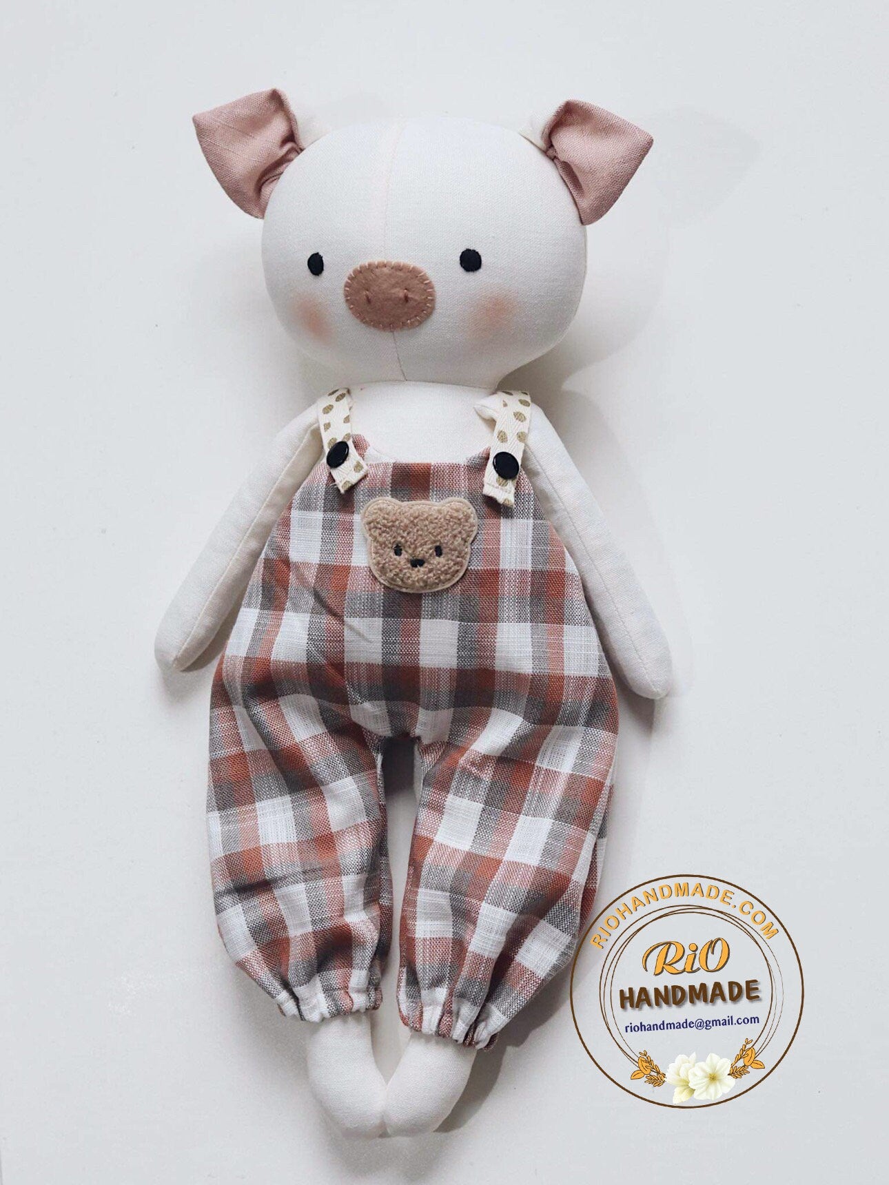 Ready To Ship, Rio Handmade Linen Piggy Toy, Nursery Decor Stuffed, Linen Baby Toy, Soft Stuffed Pig Toy For Toddler, Kid, Adult Hobby
