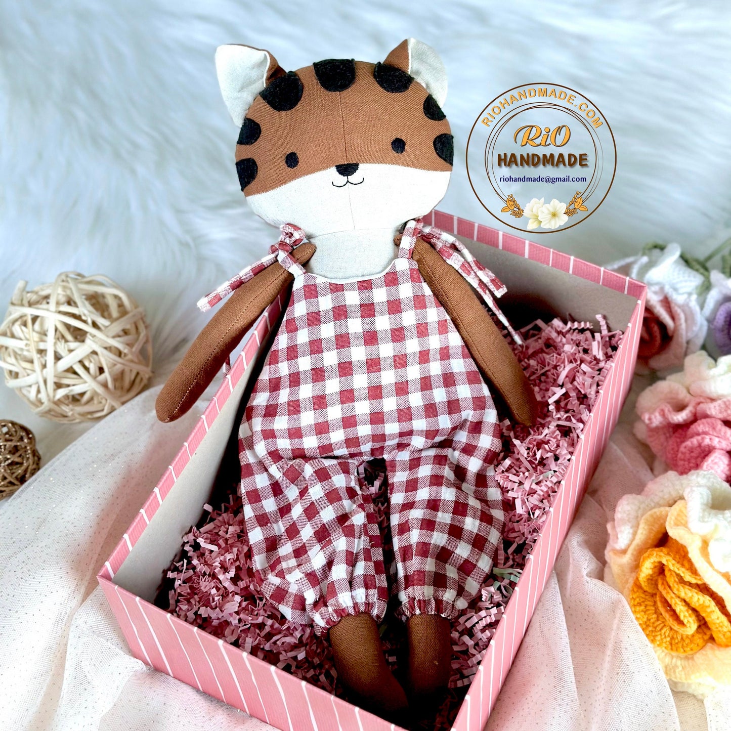 Ready To Ship, Rio Handmade Linen Tiger Toy, Nursery Decor Stuffed, Linen Baby Toy, Soft Stuffed Tiger Toy For Toddler, Kid, Adult Hobby