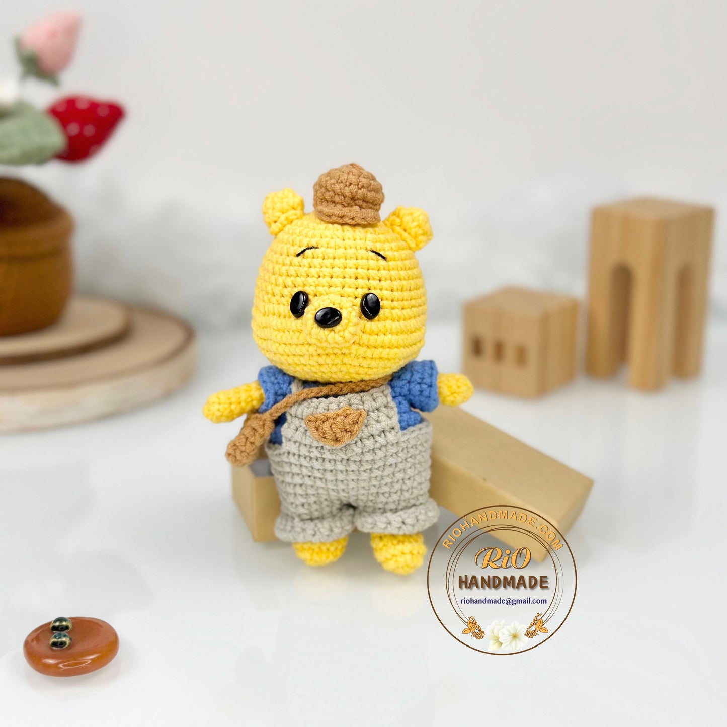 Handmade Yarn Cotton Bear Inspired Crochet, Amigurumi stuffed, Cute Toy For Kid, Adult Hobby,