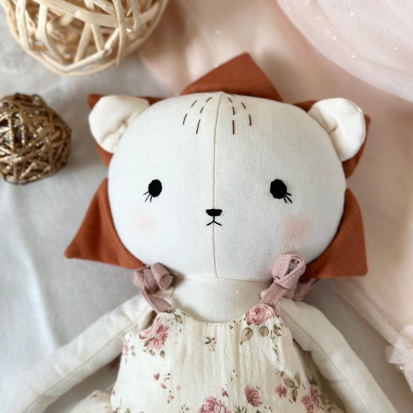 Ready To Ship, Rio Handmade Linen Lion Toy, Nursery Decor Stuffed, Linen Baby Toy, Soft Stuffed Lion Toy For Toddler, Kid, Adult Hobby