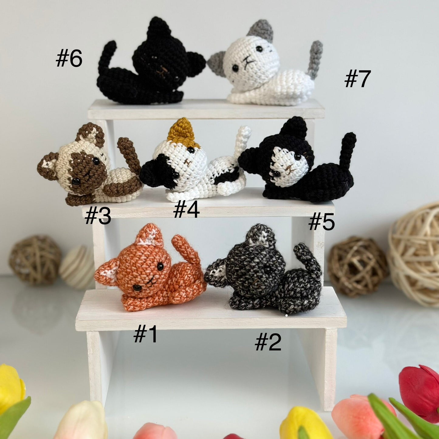 Handmade yarn cotton cat crochet, amigurumi cute little cat, home decor, cute keychain, adult hobby, perfect idea for gifts, present